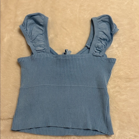 Amazon Blue Ribbed Crop Top - Picture 3 of 3